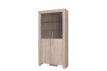 Vitriinikaappi Cezar 100x42x201 cm - Beige/Harmaa - Säilytys - Kaappi - Vitriini