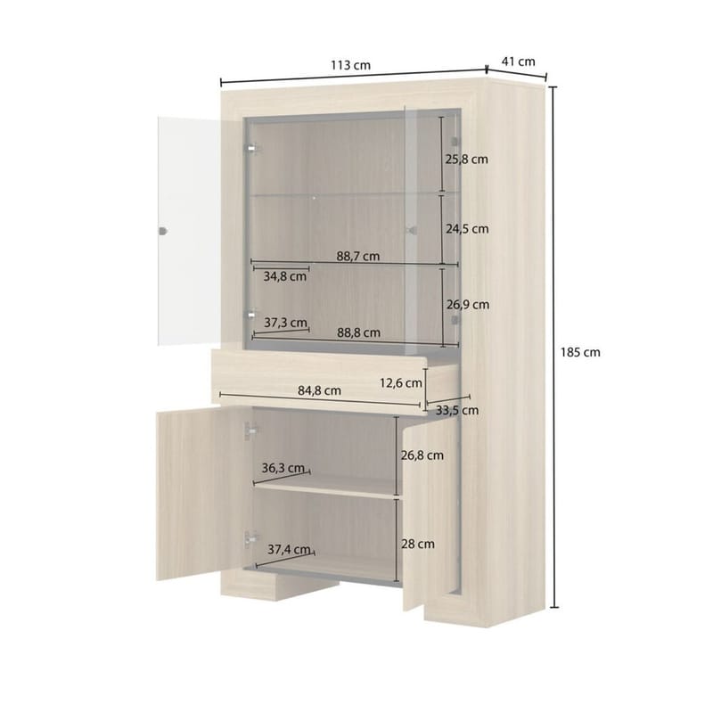 Vitriinikaappi Cuba II 4 ovea 1 laatikko - Säilytys - Kaappi - Vitriini