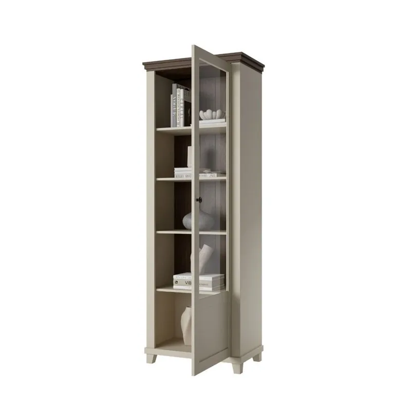 Vitriinikaappi Evora 1 ovi oikea - Vaalea beige - Säilytys - Kaappi - Vitriini