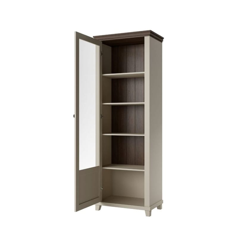 Vitriinikaappi Evora 1 ovi vasemmalla - Vaalea beige - Säilytys - Kaappi - Vitriini