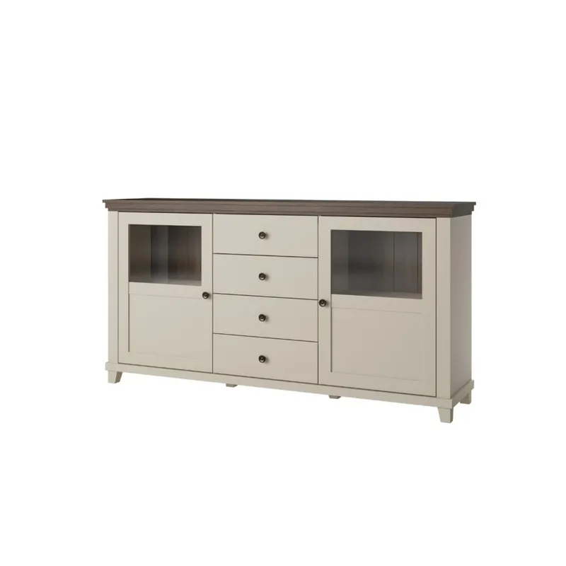 Vitriinikaappi Evora 2 ovea ja 4 laatikkoa, Vaalea beige