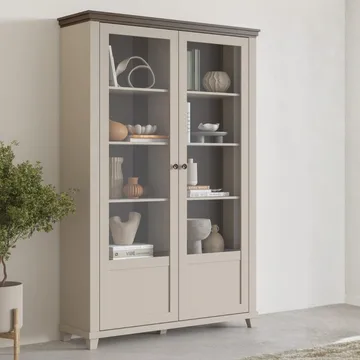 Vitriinikaappi Evora 2 ovea - Vaalea beige - Säilytys - Kaappi - Vitriini