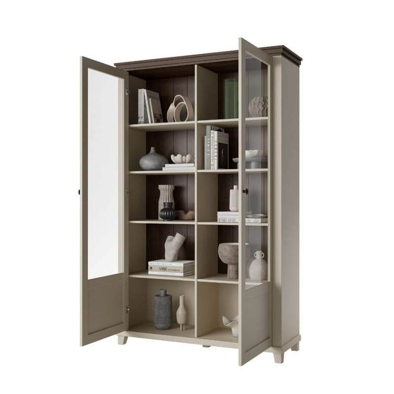 Vitriinikaappi Evora 2 ovea - Vaalea beige - Säilytys - Kaappi - Vitriini