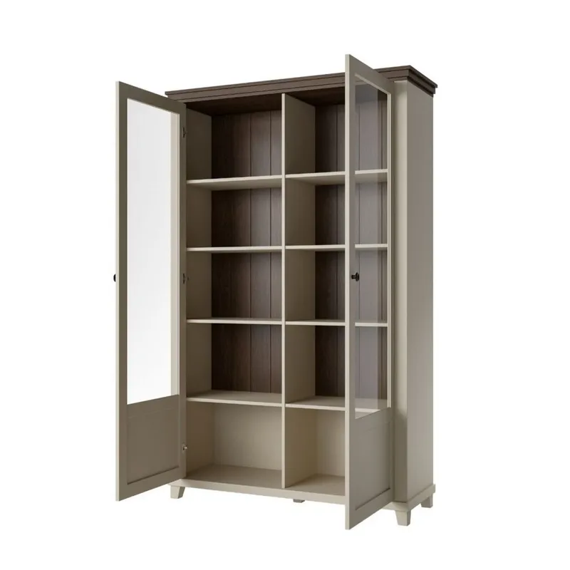 Vitriinikaappi Evora 2 ovea - Vaalea beige - Säilytys - Kaappi - Vitriini