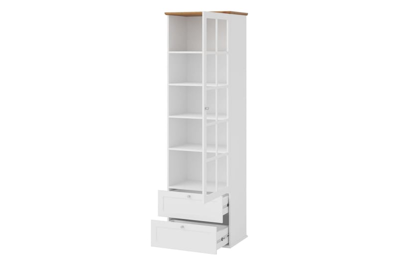 Vitriinikaappi Hammerdal 62 cm - Valkoinen/Tammi - Säilytys - Kaappi - Vitriini