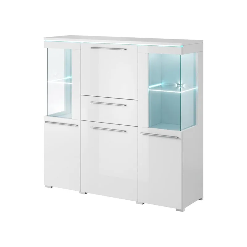 Vitriinikaappi India 3 ovea 1 laatikko, Valkoinen