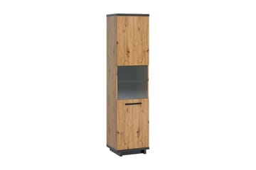 Vitriinikaappi Ines 40x51 cm LED-valaistus - Tammi/Musta - Säilytys - Kaappi - Vitriini