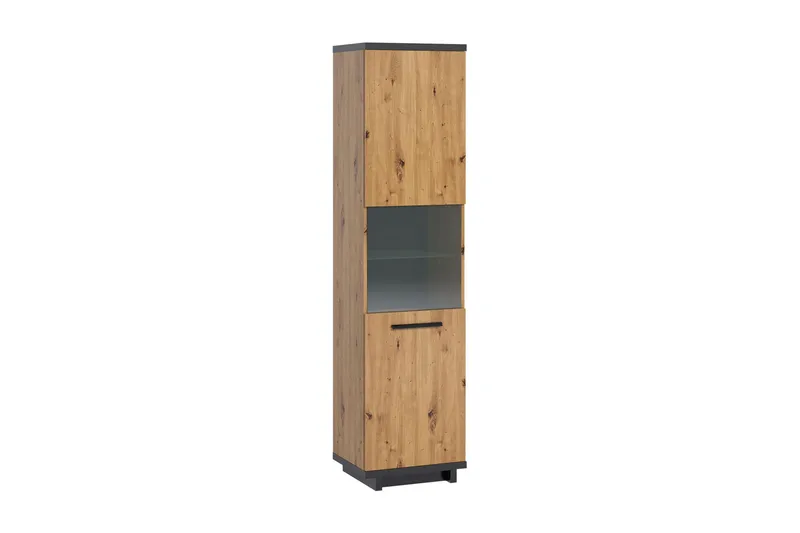 Vitriinikaappi Ines 40x51 cm LED-valaistus, Tammi/Musta