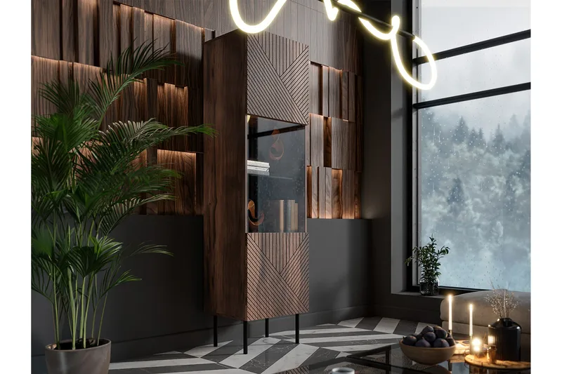 Vitriinikaappi Juniskär 51 cm - Pähkinäpuu - Säilytys - Kaappi - Vitriini