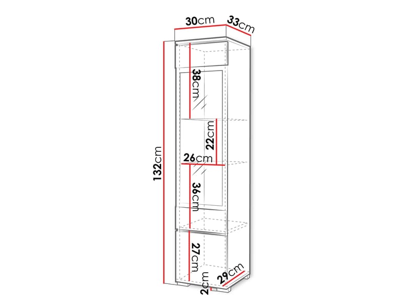 vitriinikaappi Korkea vitriinikaappi VERA TYYPPI 002 + LED beige - Säilytys - Kaappi - Vitriini