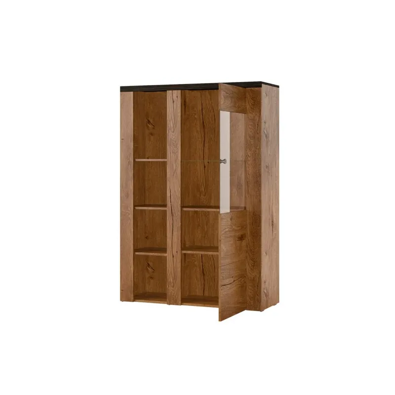 Vitriinikaappi Larona 1 ovi - Lefkas tammi, 145 cm - Säilytys - Kaappi - Vitriini