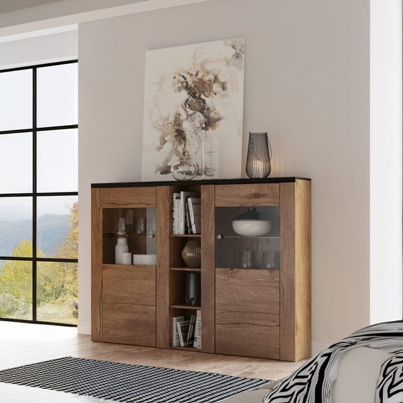 Vitriinikaappi Larona 2 ovea - Lefkas tammi - Säilytys - Kaappi - Vitriini