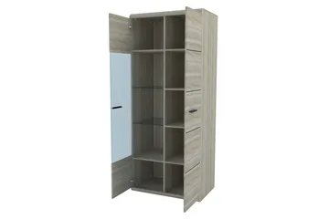 Vitriinikaappi Link 80x37x194 cm - Beige/Harmaa - Säilytys - Kaappi - Vitriini