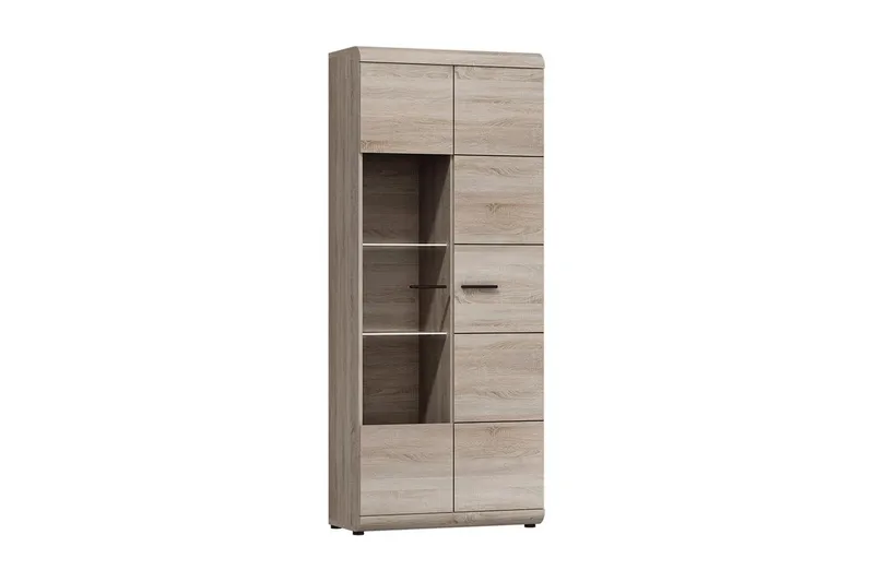 Vitriinikaappi Link 80x37x194 cm - Beige/Harmaa - Säilytys - Kaappi - Vitriini
