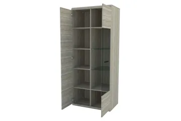 Vitriinikaappi Link 80x37x194 cm - Beige/Harmaa - Säilytys - Kaappi - Vitriini