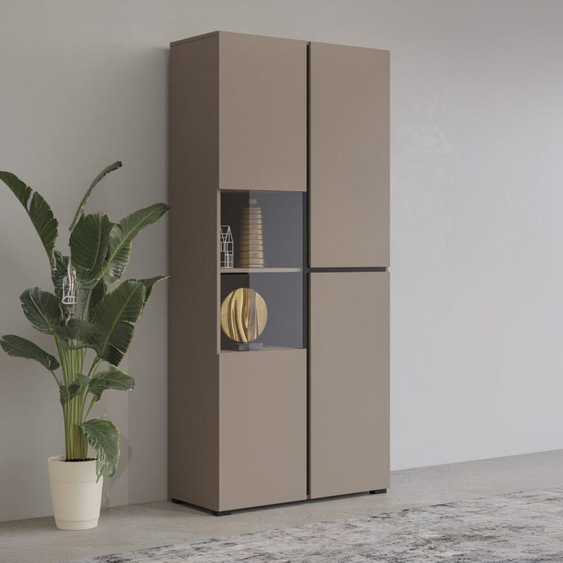 Vitriinikaappi Risti 3 ovea - Kongo - Musta - Säilytys - Kaappi - Vitriini