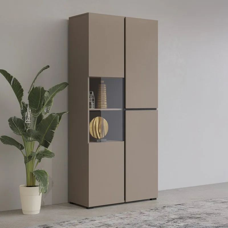 Vitriinikaappi Risti 3 ovea - Kongo - Musta - Säilytys - Kaappi - Vitriini