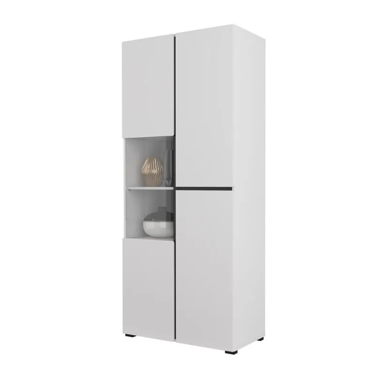 Vitriinikaappi Risti 3 ovea - Valkoinen - Musta - Säilytys - Kaappi - Vitriini