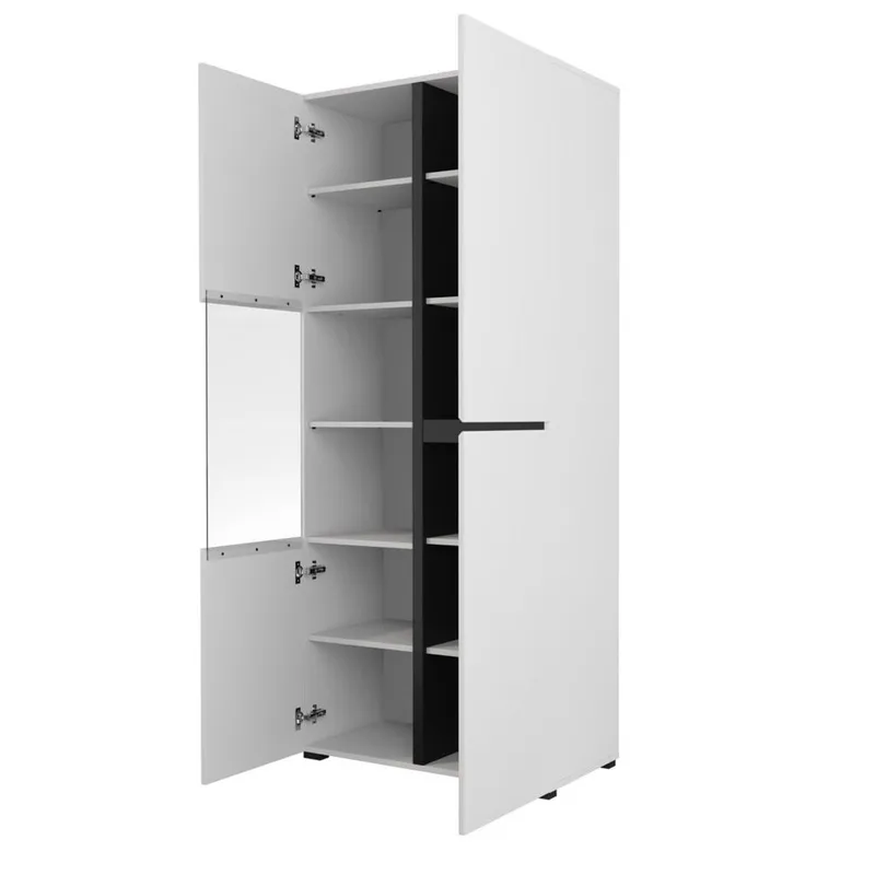 Vitriinikaappi Risti 3 ovea - Valkoinen - Musta - Säilytys - Kaappi - Vitriini