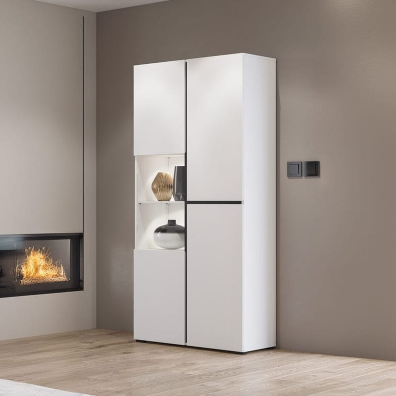 Vitriinikaappi Risti 3 ovea - Valkoinen - Musta - Säilytys - Kaappi - Vitriini