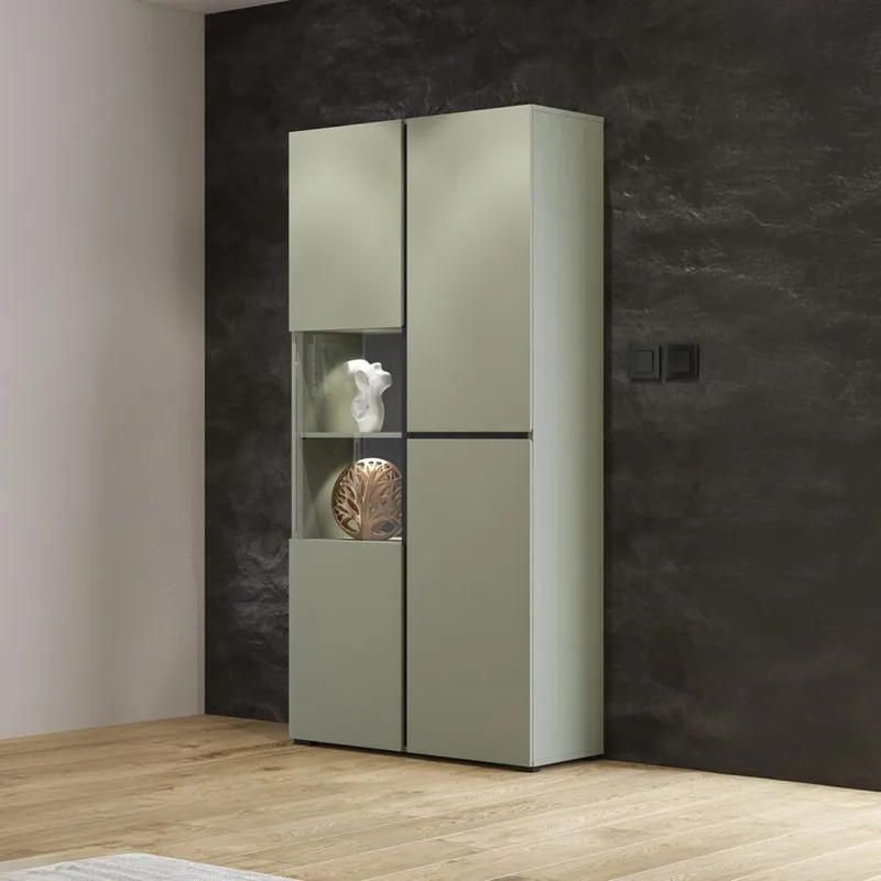 Vitriinikaappi Risti 3 ovea - Vihreä - Musta - Säilytys - Kaappi - Vitriini