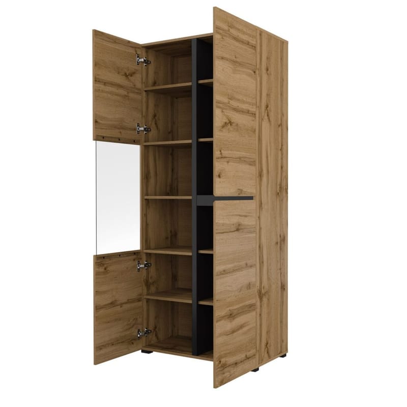 Vitriinikaappi Risti 3 ovea - Wotan Tammik - Musta - Säilytys - Kaappi - Vitriini
