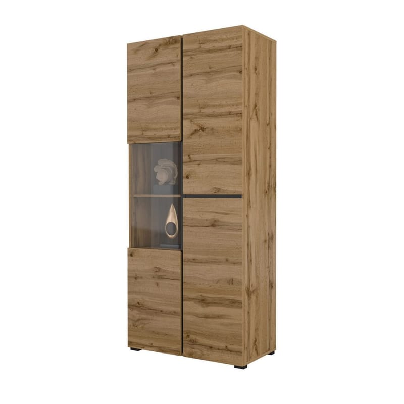 Vitriinikaappi Risti 3 ovea - Wotan Tammik - Musta - Säilytys - Kaappi - Vitriini