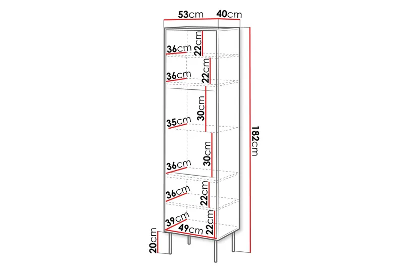 Vitriinikaappi Soublet 53 cm - Musta - Säilytys - Kaappi - Vitriini
