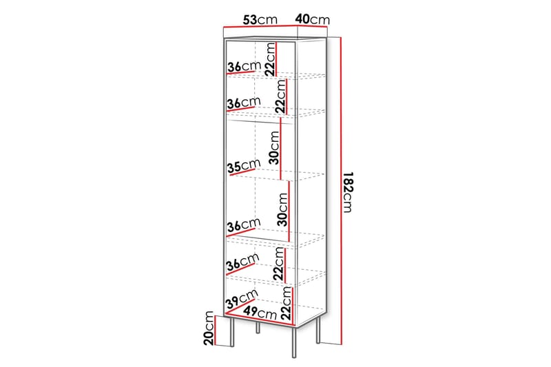 Vitriinikaappi Soublet 53 cm - Musta - Säilytys - Kaappi - Vitriini