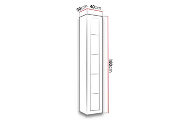 Vitriinikaappi Veria 30x40 cm Valkoinen LED - Luonnonväri/Musta - Säilytys - Kaappi - Vitriini