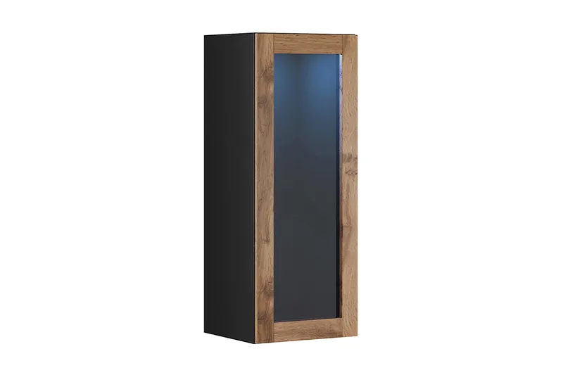 Vitriinikaappi Veria 32x35 cm Valkoinen LED, Luonnonväri/Musta