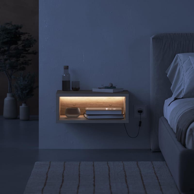 Volena Yöpöytä 45 cm - hiekkakivi ja oud - Säilytys - Kaappi - Säilytyskaappi