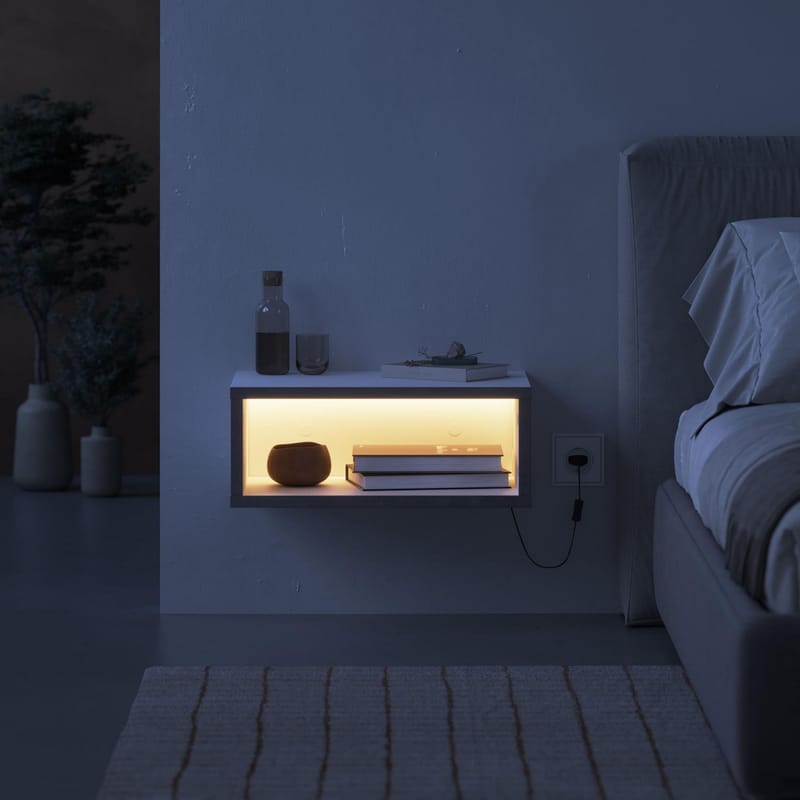 Volena Yöpöytä 45 cm - valkoinen, retroharmaa - Säilytys - Kaappi - Säilytyskaappi