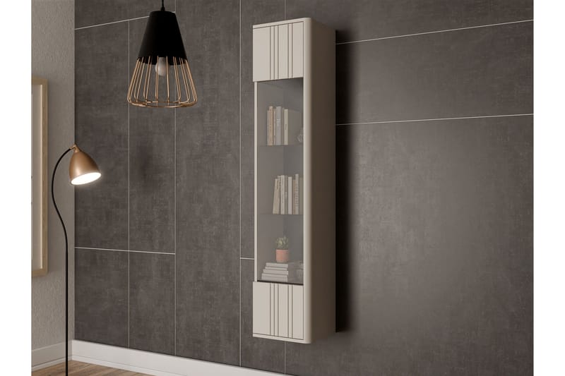 Zalricus Vitriinikaappi 36x164 cm - Beige - Säilytys - Kaappi - Vitriini