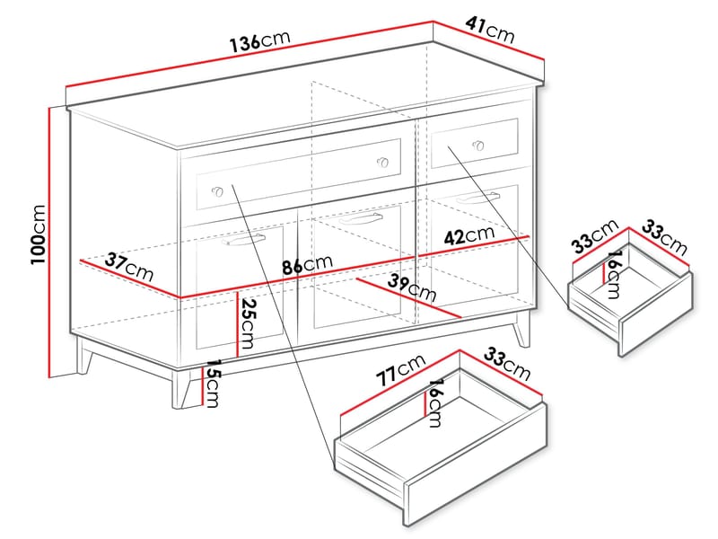 Zeylor Senkki 136 cm - Säilytys - Kaappi - Säilytyskaappi