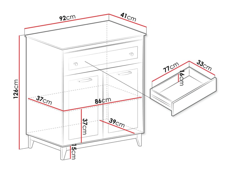 Zeylor Senkki 92 cm - Säilytys - Kaappi - Säilytyskaappi