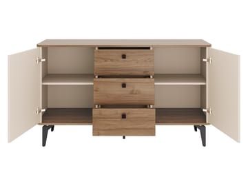 Zeyrin Olohuoneen kalustesetti - Senkki + Vitriinikaappi - Ruskea|beige|musta - Säilytys - Kaappi - Vitriini