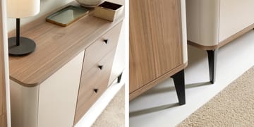 Zeyrin Olohuoneen kalustesetti - Senkki + Vitriinikaappi - Ruskea|beige|musta - Säilytys - Kaappi - Vitriini