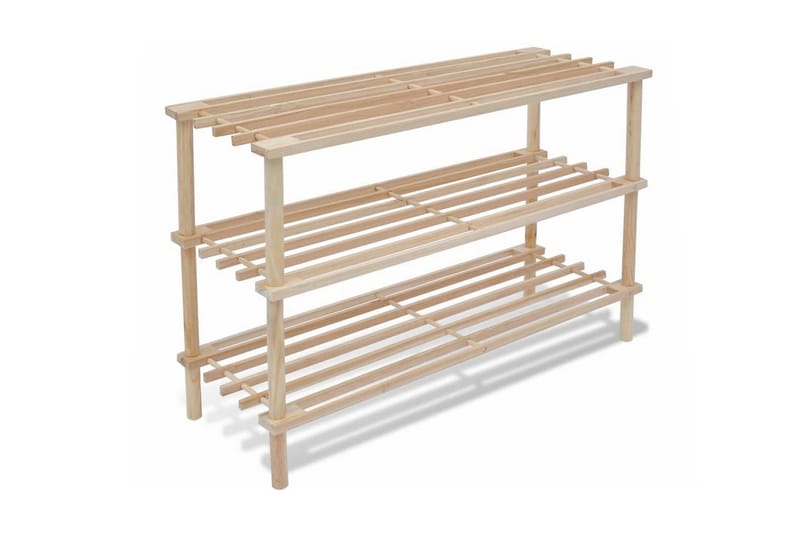 3-kerroksinen kenkäteline 2 kpl täysi kuusi - Beige - Säilytys - Kenkäsäilytys