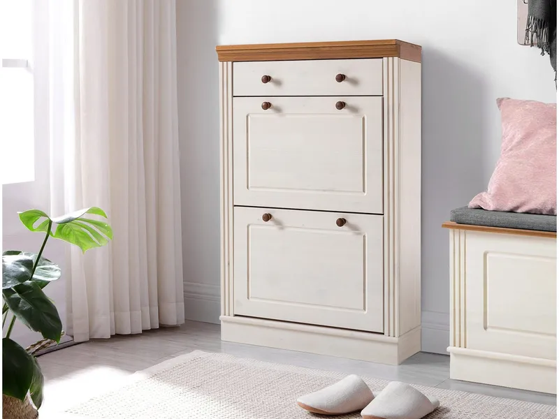 Anita kenkäteline 80x105 cm, Valkoinen/Hunaja