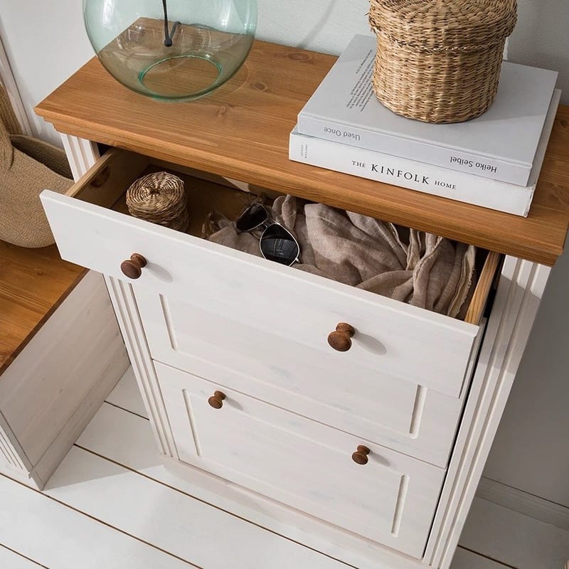 Anita kenkäteline 80x105 cm - Valkoinen/Hunaja - Säilytys - Kenkäsäilytys