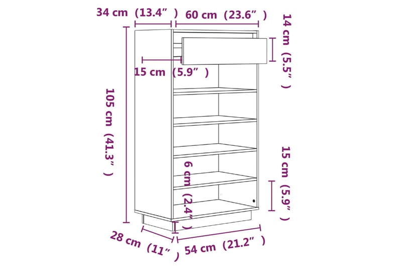 beBasic Kenkäkaappi harmaa 60x34x105 cm täysi mänty - Harmaa - Säilytys - Kenkäsäilytys