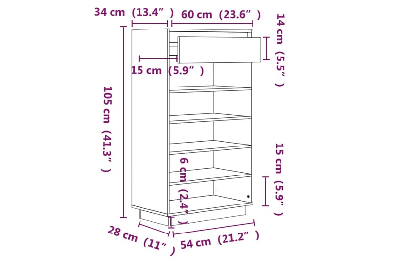 beBasic Kenkäkaappi harmaa 60x34x105 cm täysi mänty - Harmaa - Kenkäsäilytys - Eteisen säilytys - Kenkäteline & kenkähylly