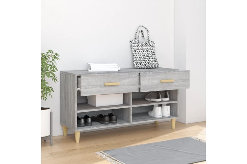 beBasic Kenkäkaappi harmaa Sonoma 102x35x55 cm tekninen puu - Harmaa - Säilytys - Kenkäsäilytys