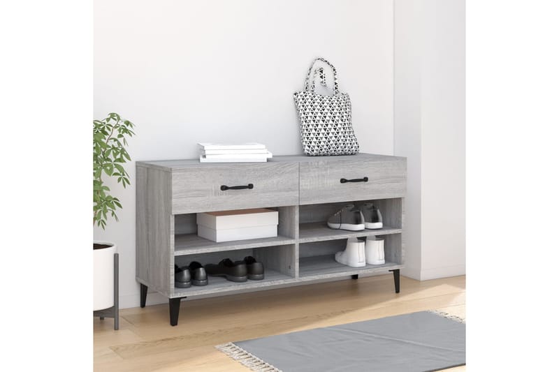 beBasic Kenkäkaappi harmaa Sonoma 102x35x55 cm tekninen puu - Harmaa - Säilytys - Kenkäsäilytys