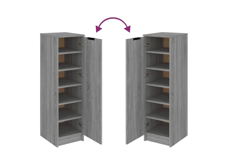 beBasic Kenkäkaappi harmaa Sonoma 30x35x100 cm tekninen puu - Harmaa - Säilytys - Kenkäsäilytys