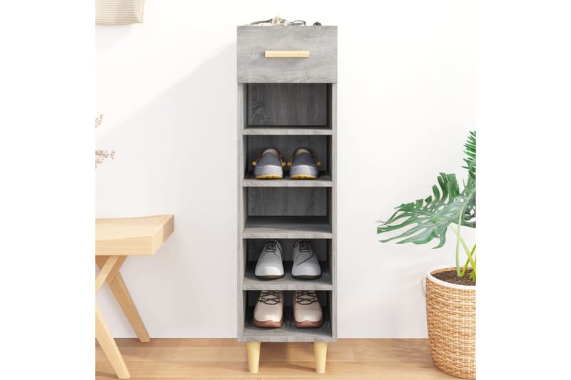 beBasic Kenkäkaappi harmaa Sonoma 30x35x105 cm tekninen puu - Harmaa - Säilytys - Kenkäsäilytys