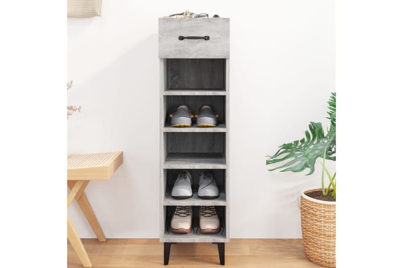 beBasic Kenkäkaappi harmaa Sonoma 30x35x105 cm tekninen puu - Harmaa - Säilytys - Kenkäsäilytys