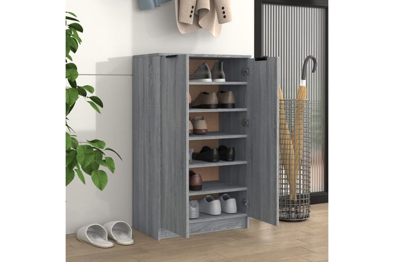 beBasic Kenkäkaappi harmaa Sonoma 59x35x100 cm tekninen puu - Harmaa - Säilytys - Kenkäsäilytys