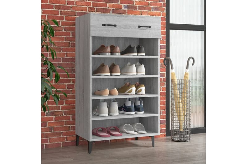 beBasic Kenkäkaappi harmaa Sonoma 60x35x105 cm tekninen puu - Harmaa - Säilytys - Kenkäsäilytys